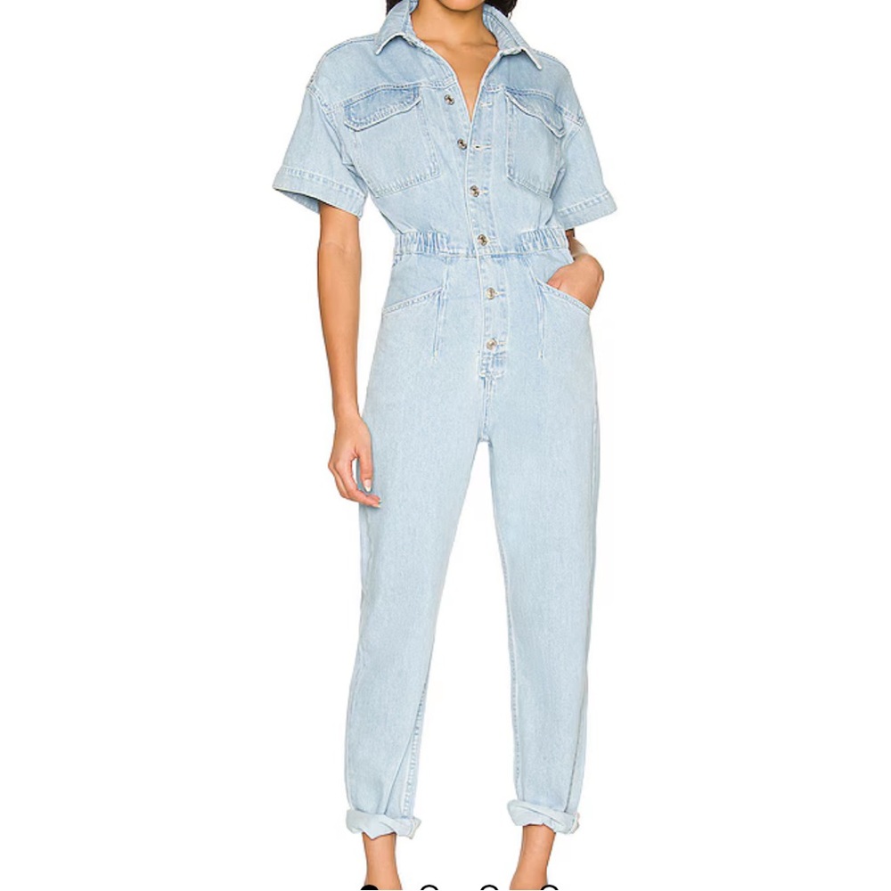 FREE PEOPLE Marci Denim Jumpsuit in Clear Skies | WORN ONCE